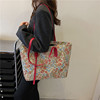 Capacious trend universal fashionable one-shoulder bag for leisure, bright catchy style, flowered