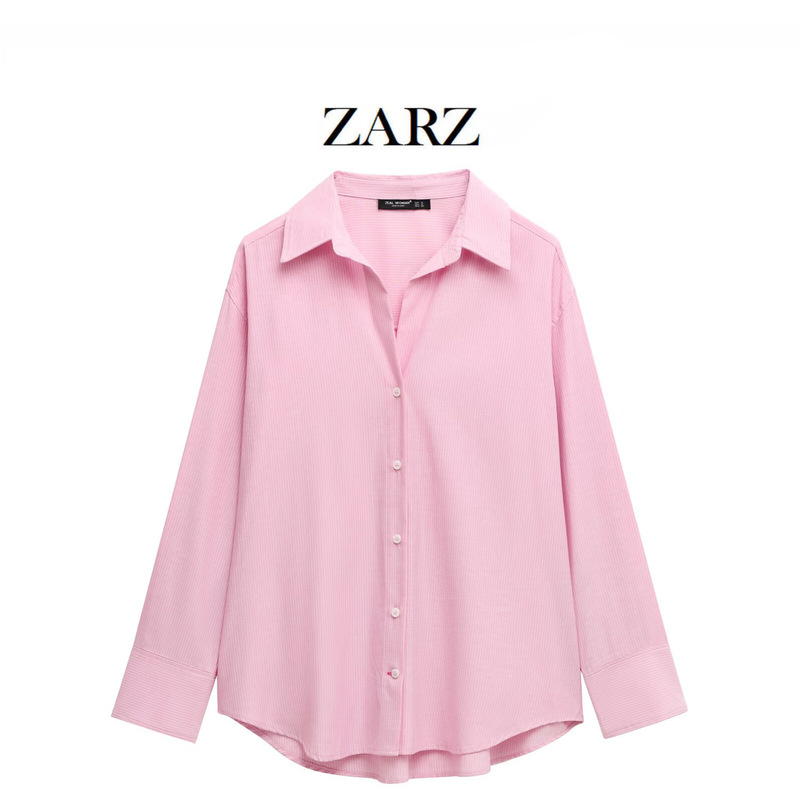 ZARZ Homemade European and American Style New Women's Striped Oxford Long Sleeve Lap Simple Shirt 8741049 ZARZ Homemade European and American Style New Women's Striped Oxford Long Sleeve Lap Simple Shirt 8741049