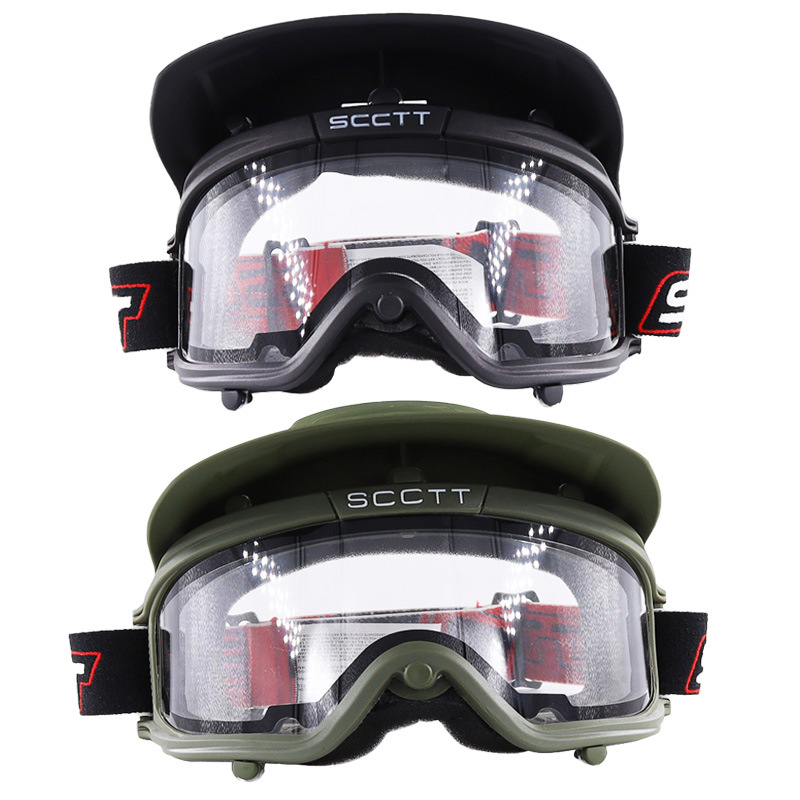 SCCTT半脸面罩黑色绿色防雾双层镜片面罩野战防护面具mask头盔