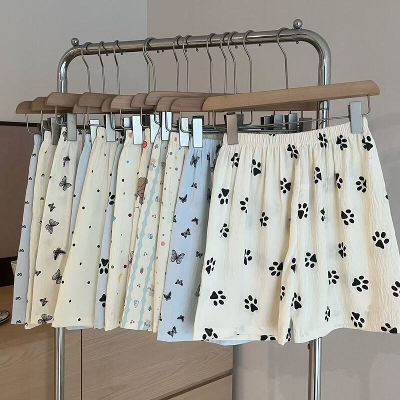Cartoon Cute Dog Paw Shorts, Thin and Breathable Home Pajama Pants for Women, Loose Summer Sleepwear, Casual Pants, Breathable and Cool