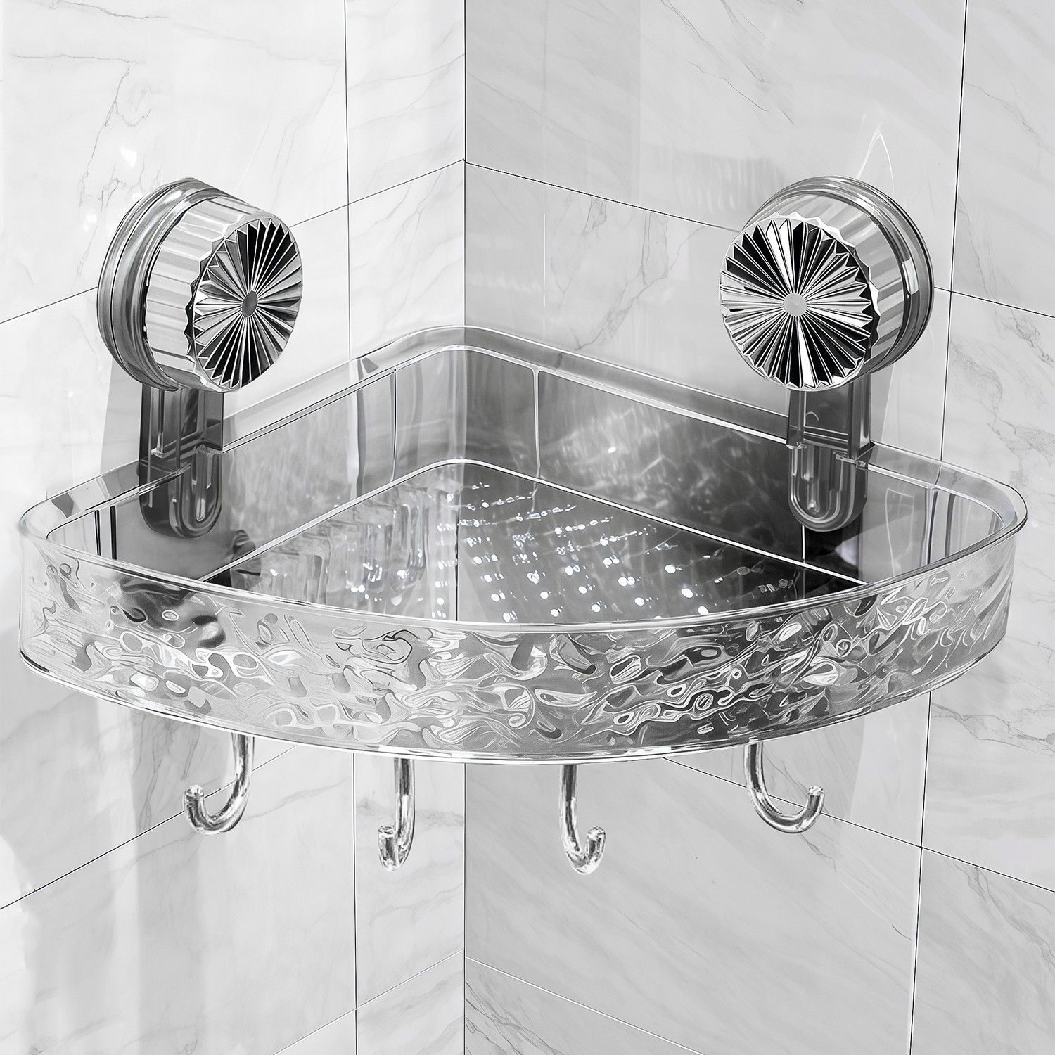 Estante de ventosa corrugado de agua Estante de almacenamiento extraíble triangular Estante de almacenamiento de pared para baño sin perforación