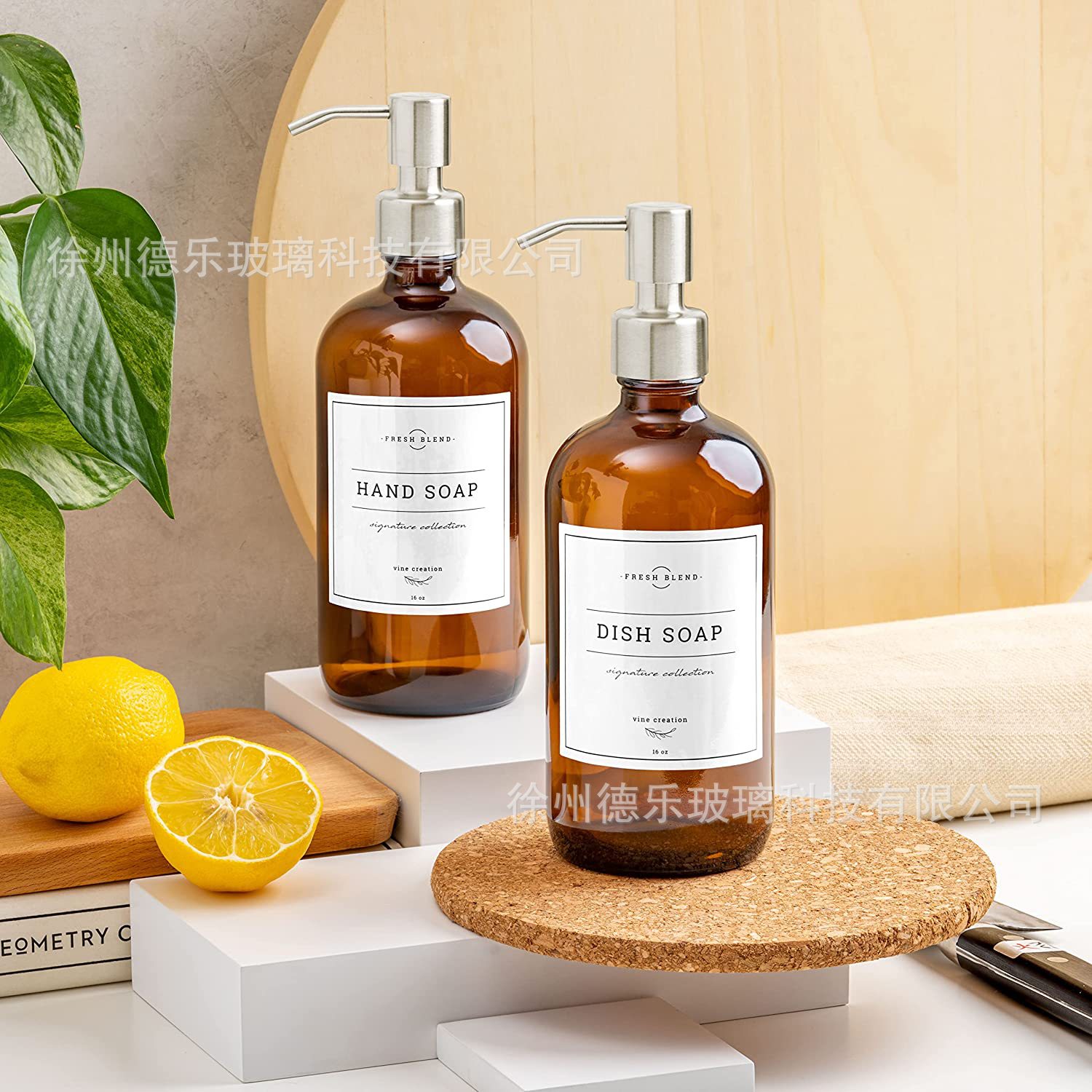 500ml botella de bomba marrón bomba de acero inoxidable desinfectante de manos sub-botella champú loción de jabón botella de bomba de detergente