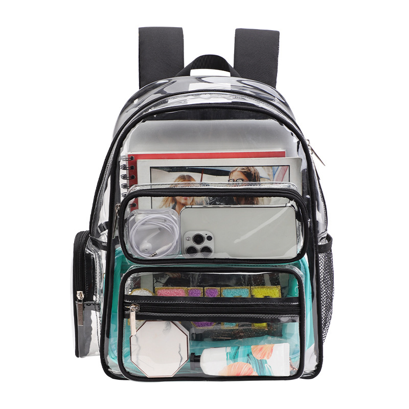 Fábrica de nueva moda personalizada de moda de moda de bolsillo de gran capacidad mochila de PVC transparente mochila a prueba de rociadores image 7