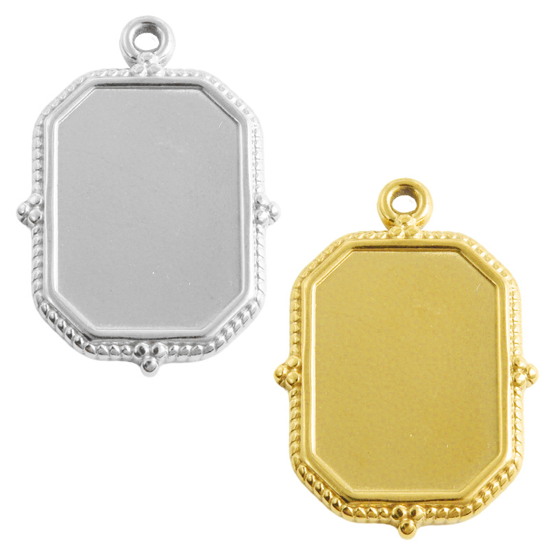 304 Stainless Steel Square Pendant European and American Simple Geometric Accessories Niche Design DIY Necklace Bracelet Jewelry Ready Stock