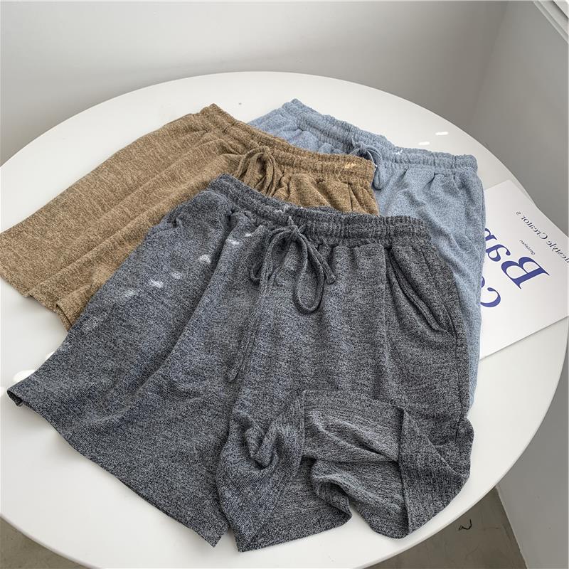 Knitted Wide-Leg Casual Shorts for Women 2025 Summer Thin Home Lazy Large Legs Student Legs Hot Pants K-Style