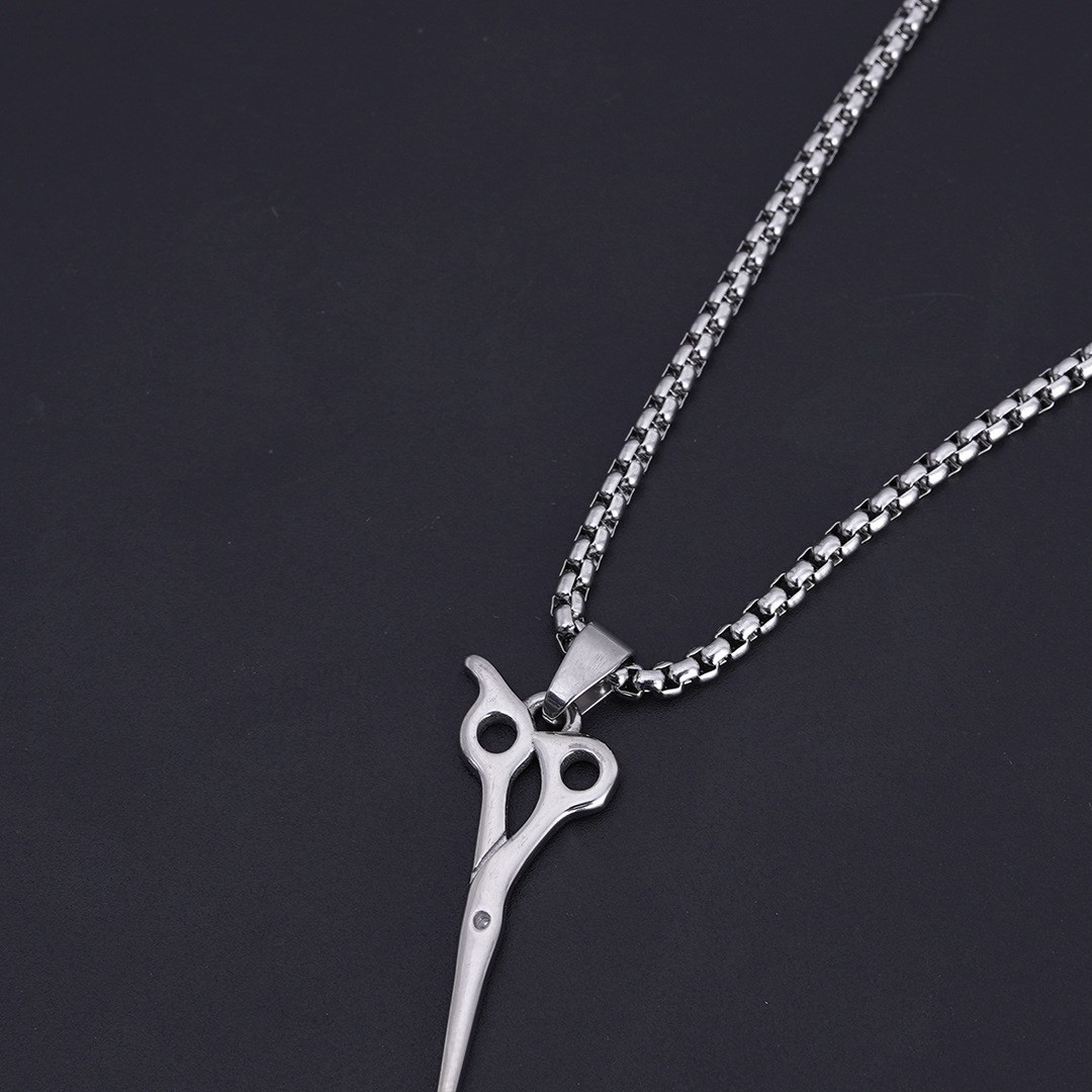 Moderiktiga hårklippare i rostfritt stål, hiphop-halsband, frisörer, trendiga titanhängen för män_voghion.com