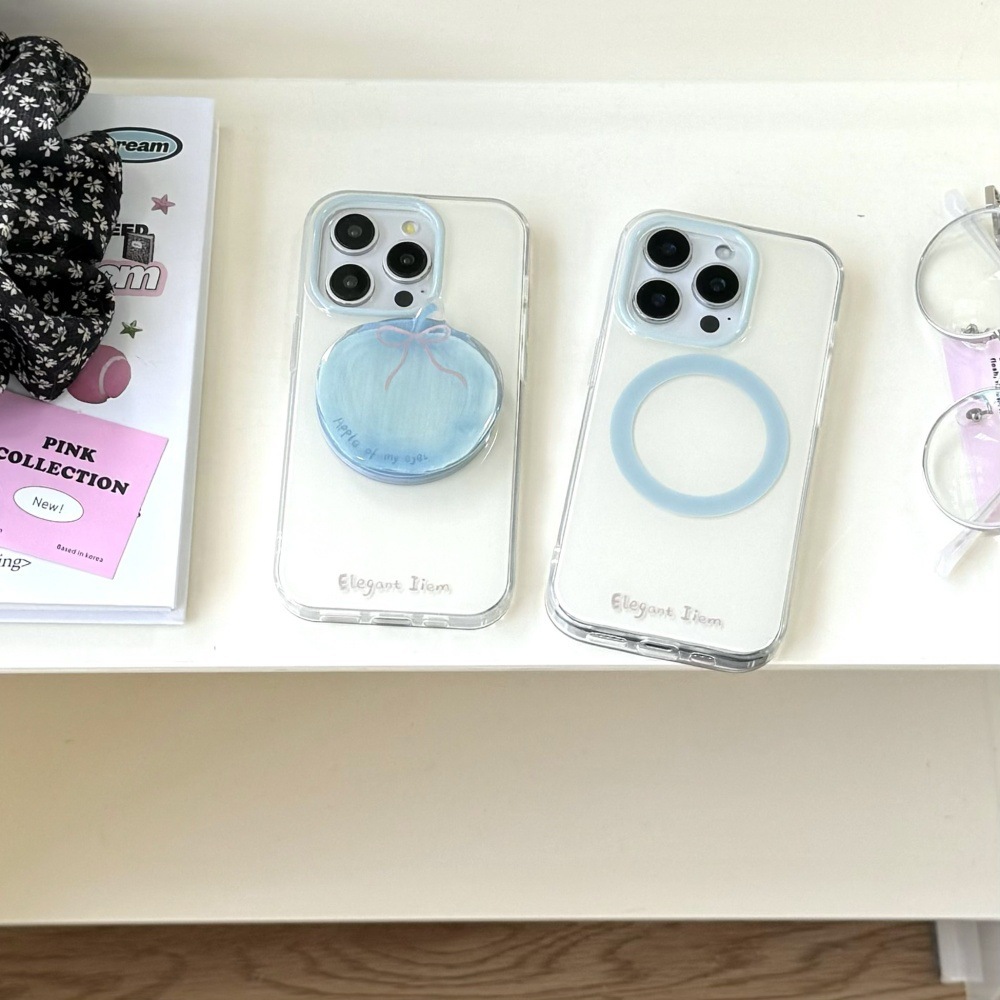 Coreano simple arco azul manzana para iPhone15/16 funda para teléfono móvil 14Pro pareja 16PM pareja 13