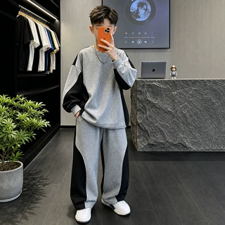 男童春秋款套装2026新款中大童秋季男孩运动秋装儿童拼接卫衣帅气