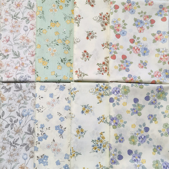 Wholesale Supply Summer Pastoral Elegant Florals Pure Cotton Fabric Cotton Bedding Dress Hair Band Fabric