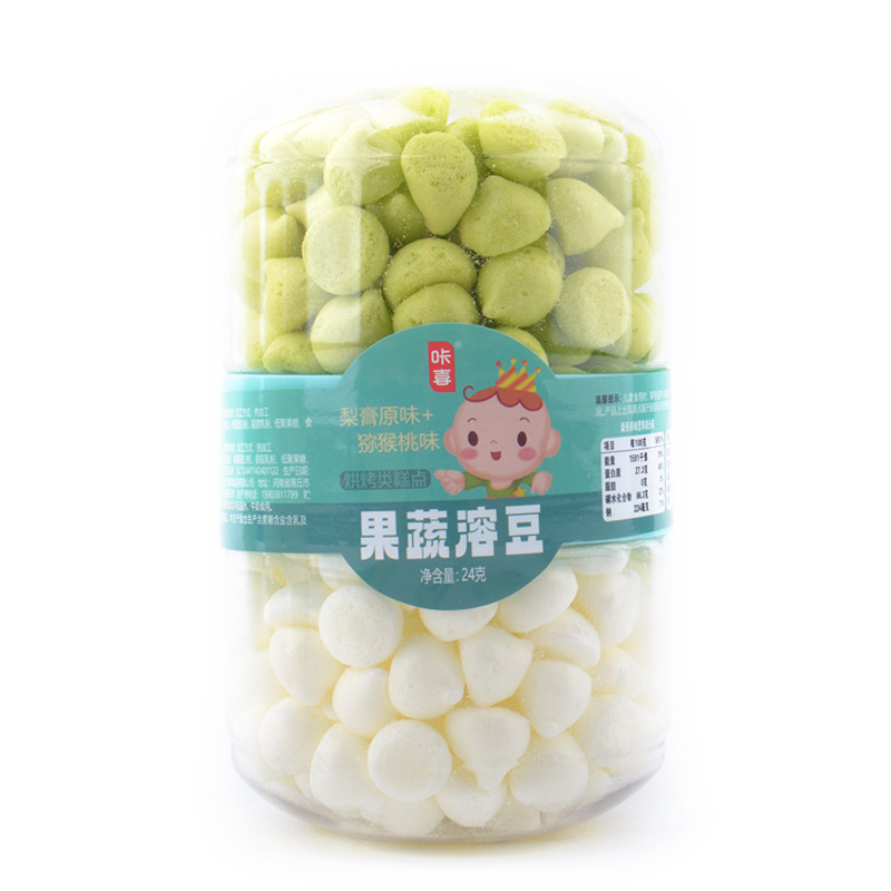 咔喜果蔬溶豆24g罐装儿童零食烘烤类糕点水果+梨膏味小奶豆双拼味