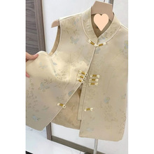 2025年新款中风上衣外套新中式盘扣马夹背心春秋款薄款马甲女装