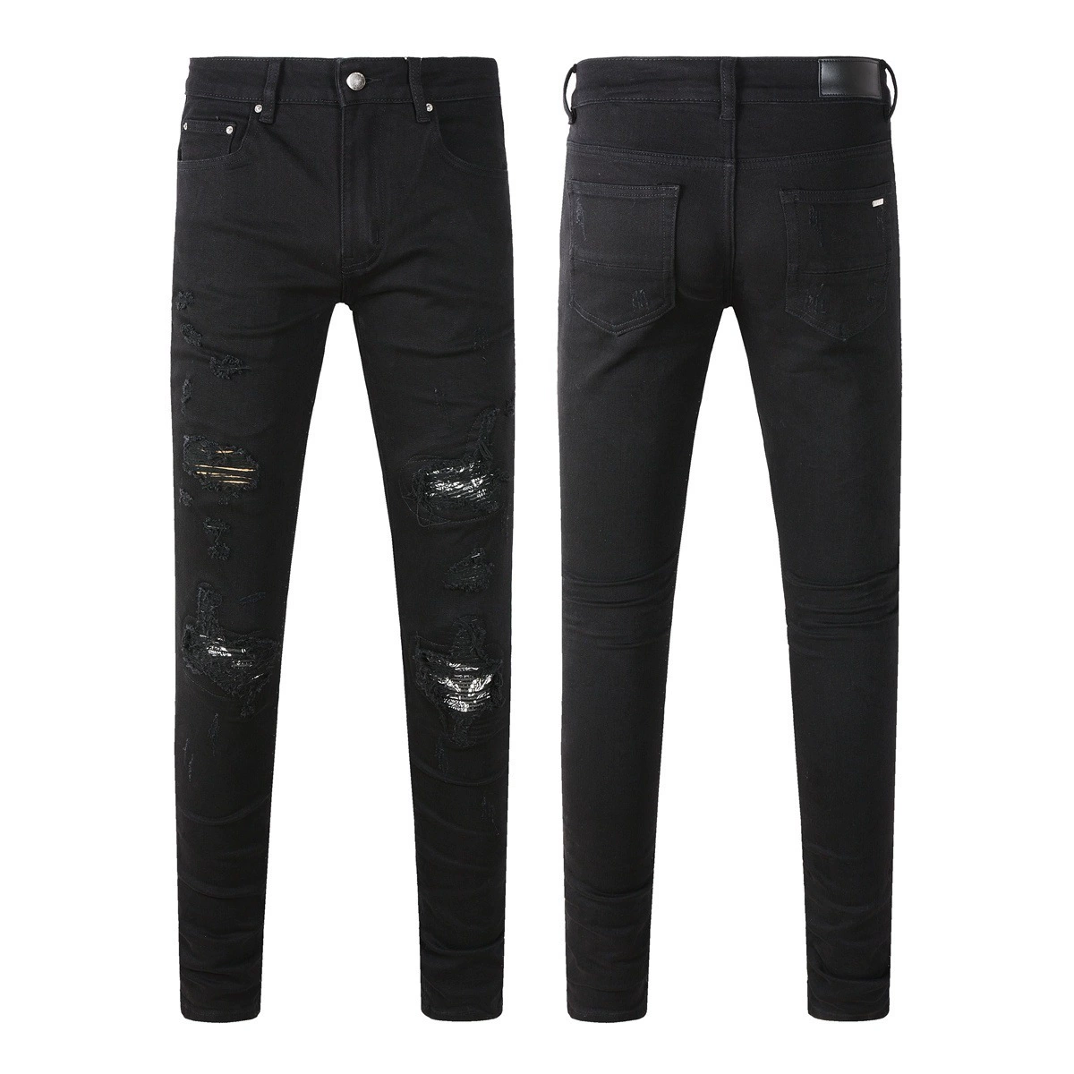 Джинсы (AMIRI) мужские slim с рваной отделкой, фасон зауженный