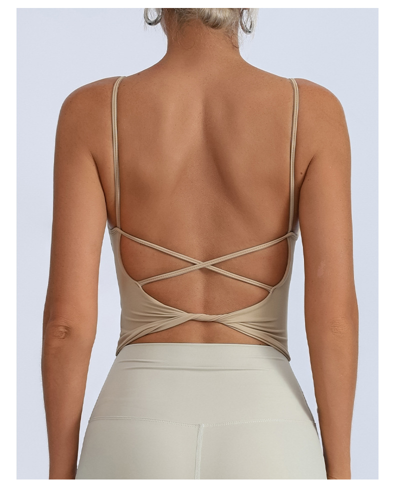 Comercio exterior gran desnudo espalda trasera cruzada sujetador deportivo sexy cinturón de hombro delgado entrenamiento profesional ropa de yoga