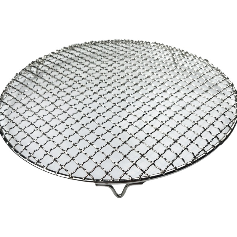 Stainless steel round barbecue net with feet/foot height 2cm/thickened non-stick pizza barbecue cooling rack steam Grill