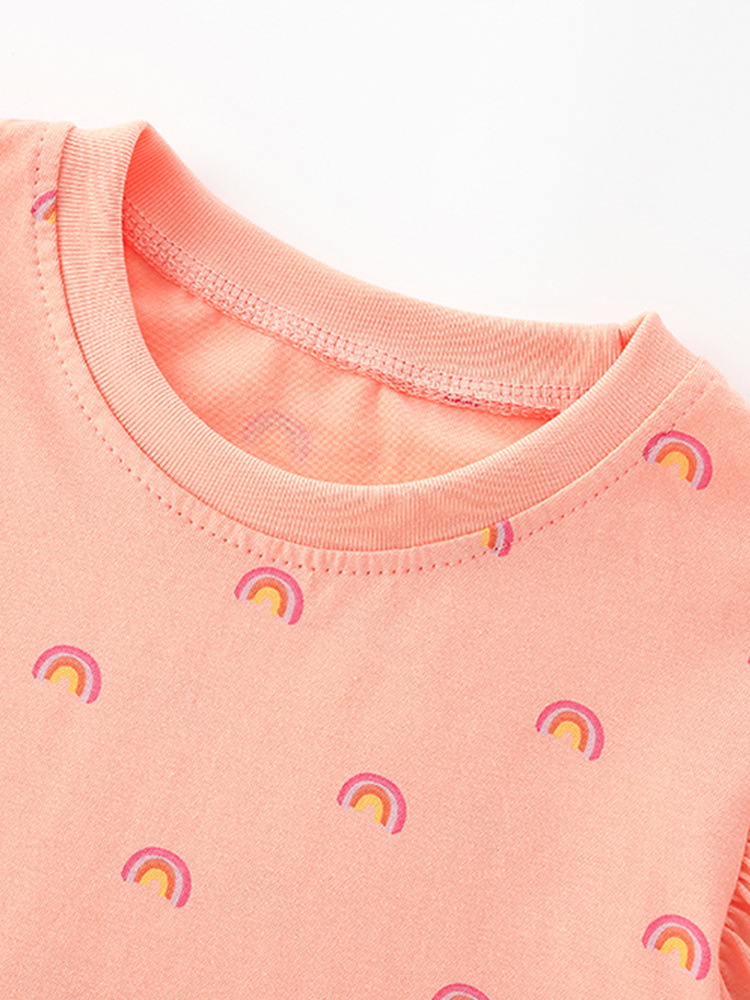 Malwee transfronterizo verano nueva ropa infantil mangas cortas sueltas estilo transpirable encantador impresión de niñas camisas diarias