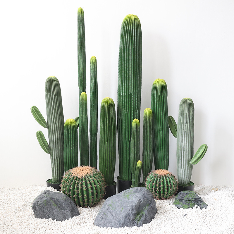 Nordic Large Cactus Simulation Potted Fake Cactus Pillar Shopping Mall Landscape Window Scene Soft Decoration Green Plant Bonsai