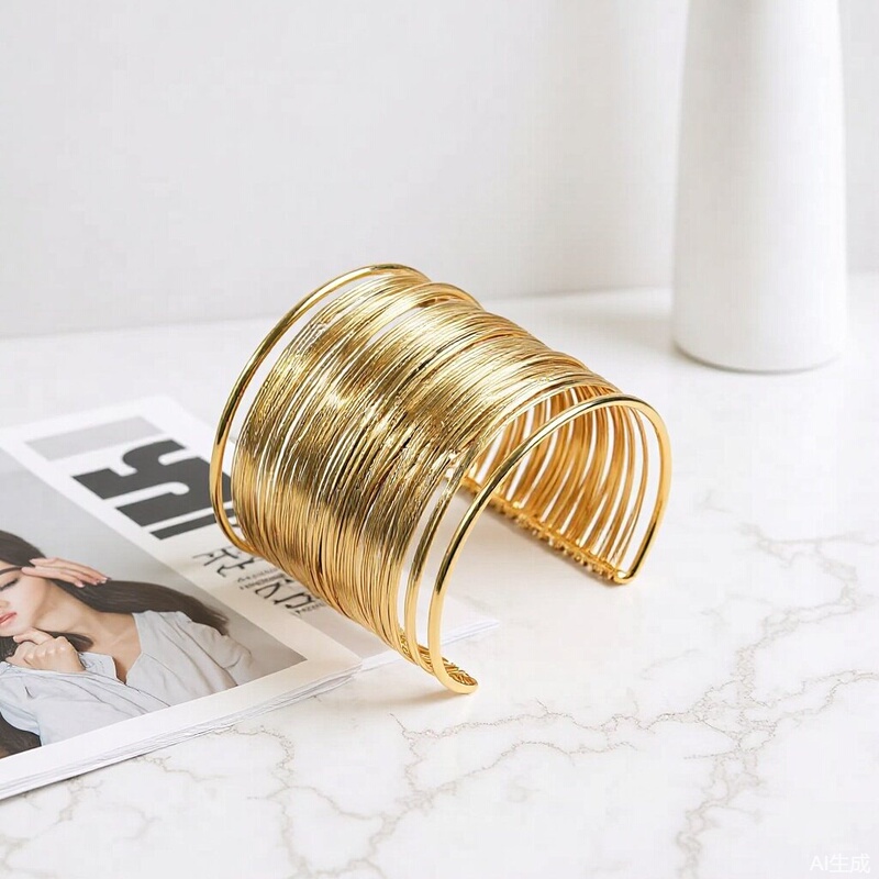 European and American Retro High-End Wire Bracelets, Foreign Trade Exaggerated Metal Open Bracelets, Women's Personalized Jewelry Wholesale