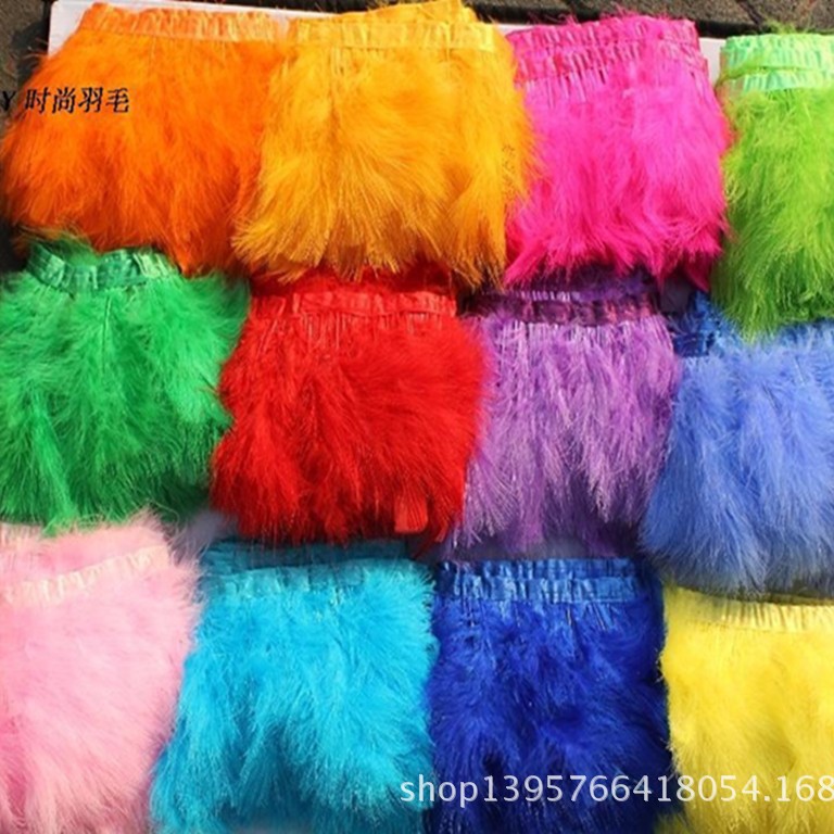 2米/包火鸡全绒布带，婚纱辅料羽毛花边绒边火鸡毛表演服辅料