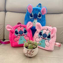 批发新款网红史迪仔毛绒背包毛绒玩具儿童玩偶书包可爱卡通双肩包