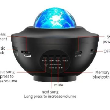 Agua patrón luz proyección sueño Aurora Boreal proyección luz láser estrellado cielo Bluetooth música atmósfera noche luz cielo estrellado Luz