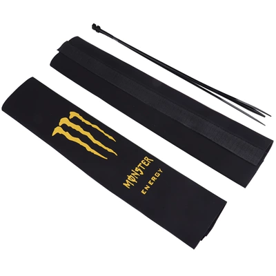 Atv Universal Front Shock Absorber: Motosiklet ləvazimatları və aksesuarları - front-shock-absorber-cover-black-base-with-yellow-ghost-claw-design-hook-and-loop-fastener