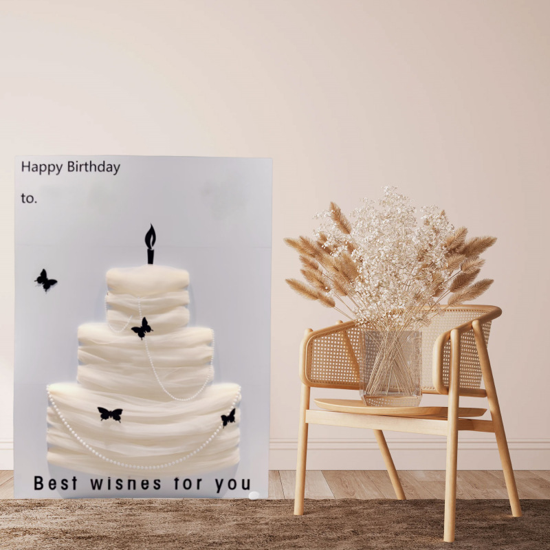 DIY网纱蛋糕KT板 生日场景布置装饰女孩迎宾牌拍照道具氛围感|undefined