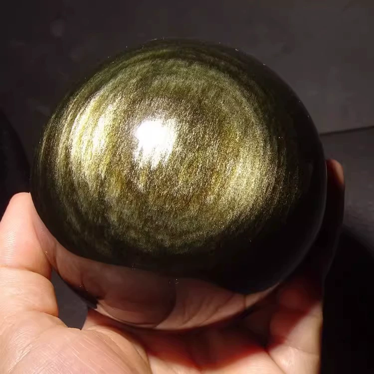 Natural gold obsidian ball ornaments double cat eyes double gold eye obsidian ball rough stone polishing company entrance home decoration