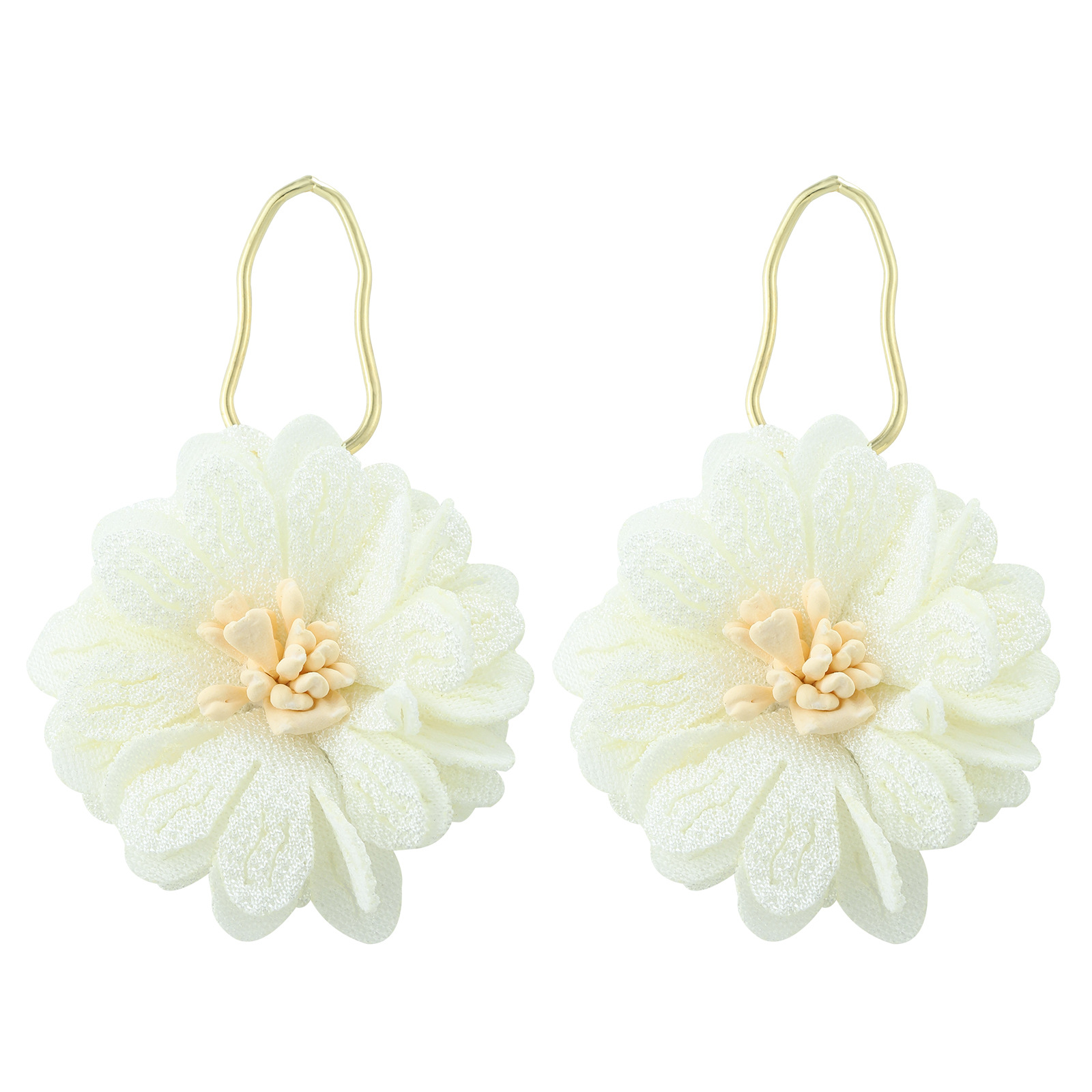 Korean Style Mesh Cloth Alloy Flower Earrings display picture 19