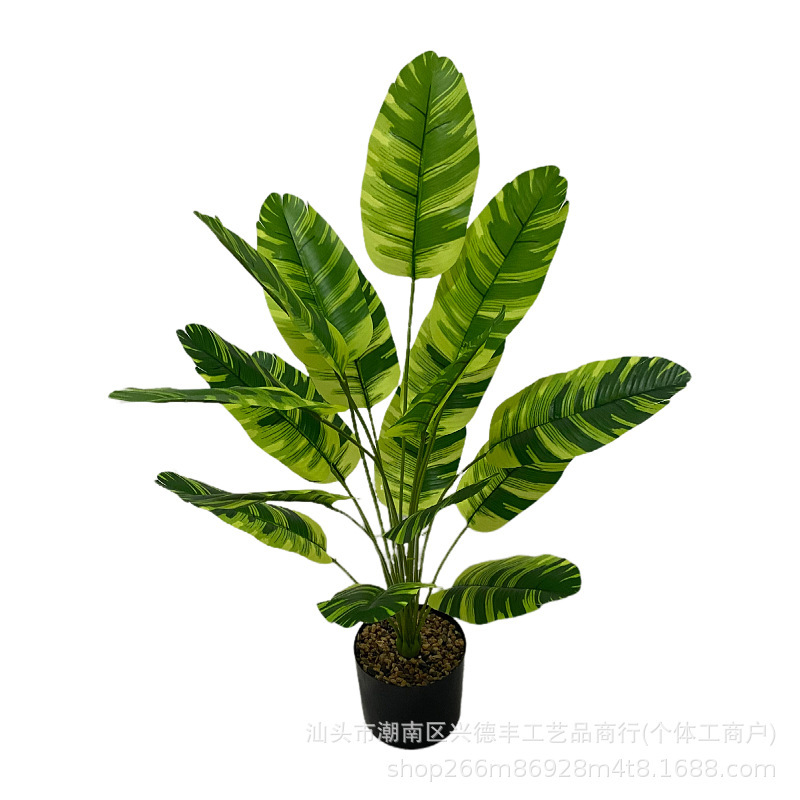 跨境仿真绿植18头旅人蕉天堂鸟香蕉叶植物盆栽 园林造景工程装饰|undefined