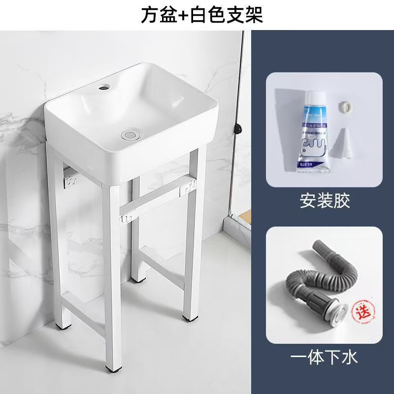バルコニーセラミック洗面柱洗面台床置き型厚いスチールフレーム一体型洗面台屋外洗面台トイレ洗面台|undefined