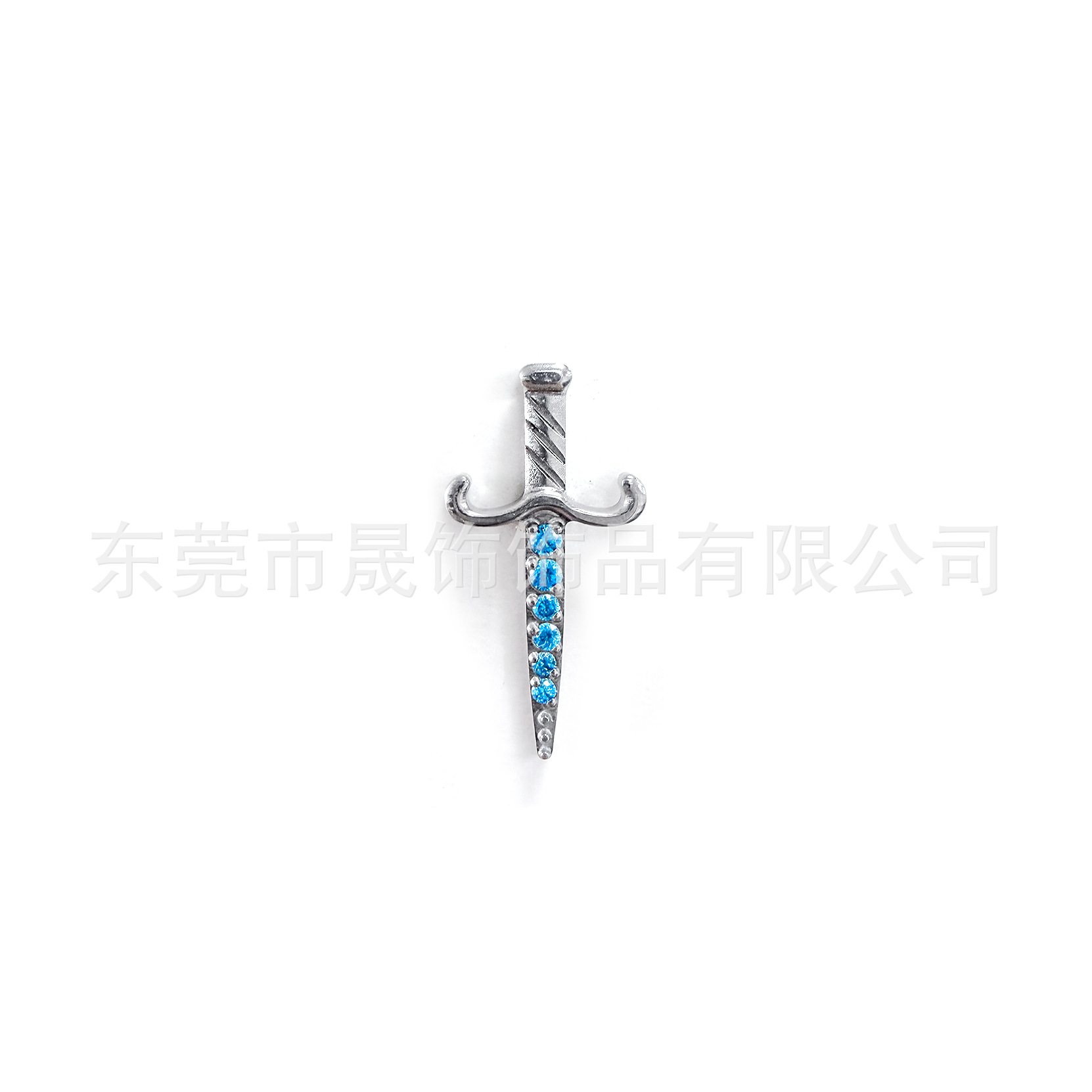 F136钛合金十字宝剑耳钉镶5A锆石匕首耳骨钉G23钛内螺纹穿刺饰品