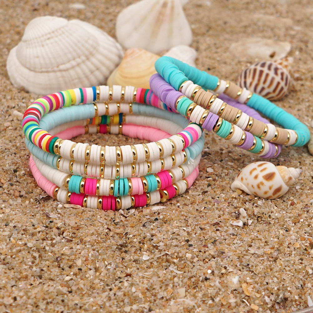 1 Piece Fashion Color Block Stainless Steel Soft Clay Beaded Women's Bracelets display picture 3