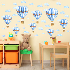 跨境熱銷3D熱氣球雲朵藝術牆貼兒童房幼兒園裝飾自粘可移除貼紙