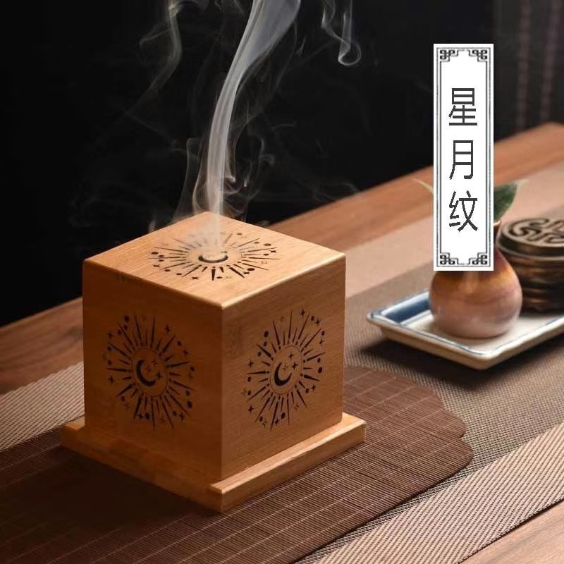 madera salvia blanca incienso horno de cristal purificador incienso horno de disco de madera de bambú caja de sándalo decoración desmagnetizador image 11