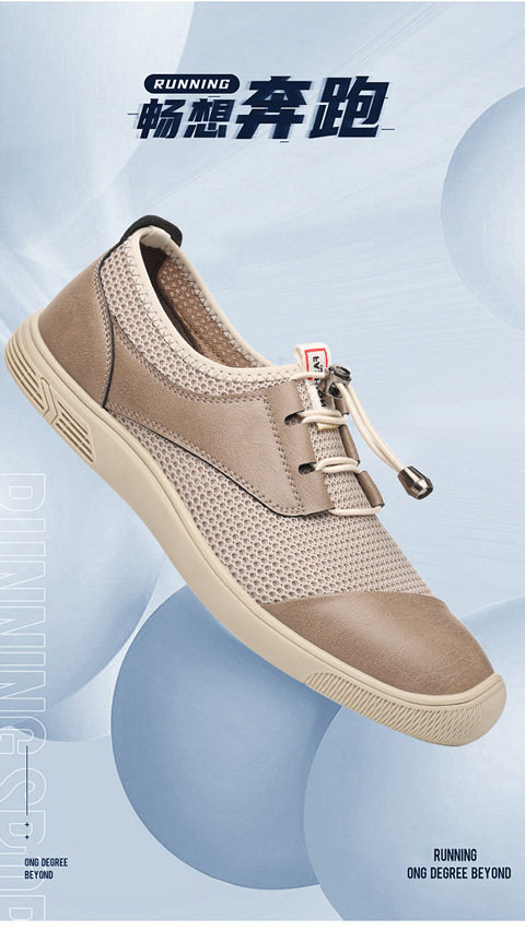 Giày nam lười xỏ chân lưới dệt thoáng khí nhẹ mỏng, giày thể thao casual đế bằng gót thấp — Màu trắng ngà, màu đen chi tiết 6