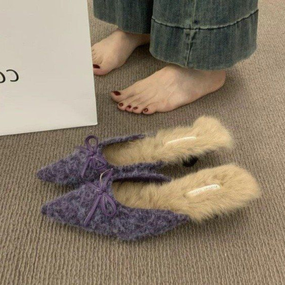 Retro fashionable universal comfortable slippers pointed-toe