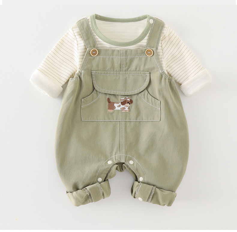 Ensemble bébé garçon cartoon avec salopette printemps automne_voghion.com