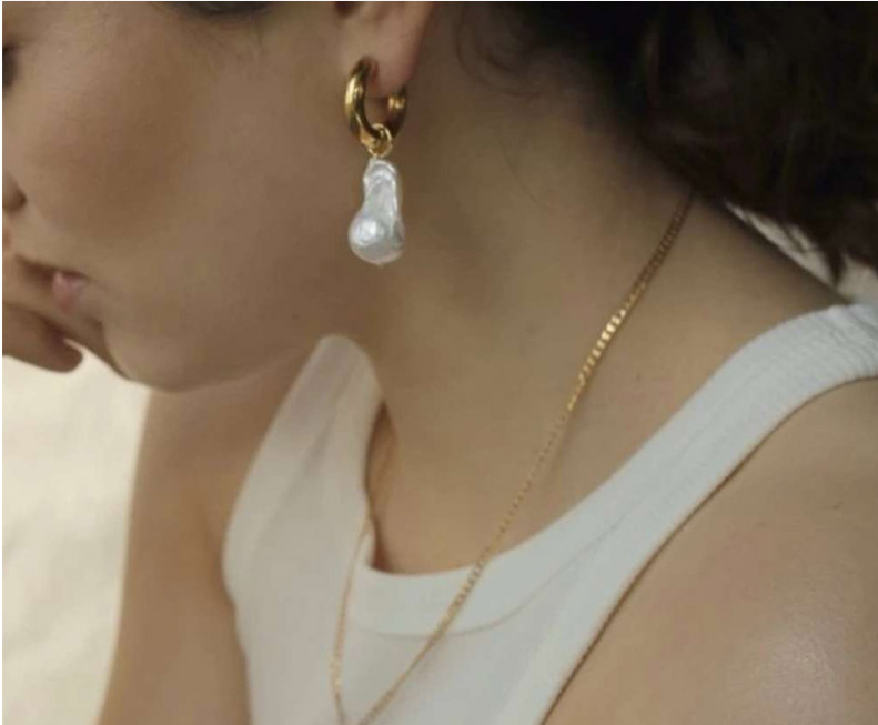 Baroque pearl Inlay Material Drop Earrings Classification 1 Pair Retro Geometric Inlay 304 Stainless Steel Baroque Pearl Drop Earrings