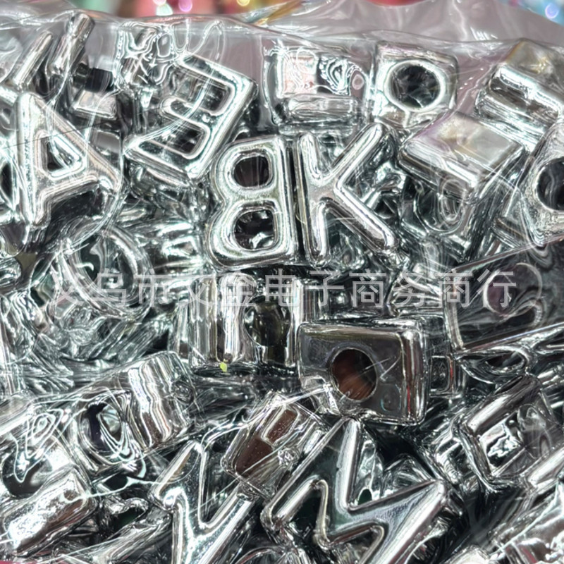 アクリルメッキ UV カラー大穴レタービーズ DIY 手作りビーズペン携帯電話チェーンキーホルダーヘアアクセサリーアクセサリー|undefined