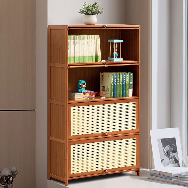 Bookshelf Bookcase Storage Rack with Cabinet Door Storage Cabinet Integrated Grid Cabinet Display Cabinet Floor-Standing Multi-Layer Living Room Storage Cabinet