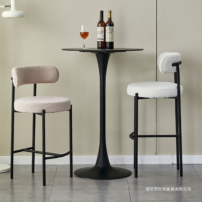 Home Bar Chair Stainless Steel Bar Milk Tea Shop High Chair French Cream Style Designer Bar Chair Bar Stool Wholesale