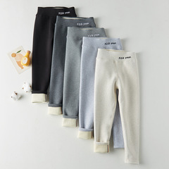 Women's Fleece Lined Thick Leggings for Outerwear, Suitable for Middle and Small Children, Korean Style High-Waisted Padded Cotton Winter Pants for Elementary School Students, Manufacturer