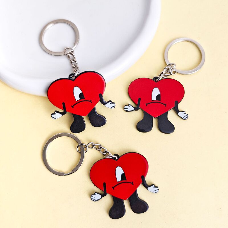 1 Bad Rabbit Red Heart Pendant Keychain Cute Cosplay Singer Theme Jewelry