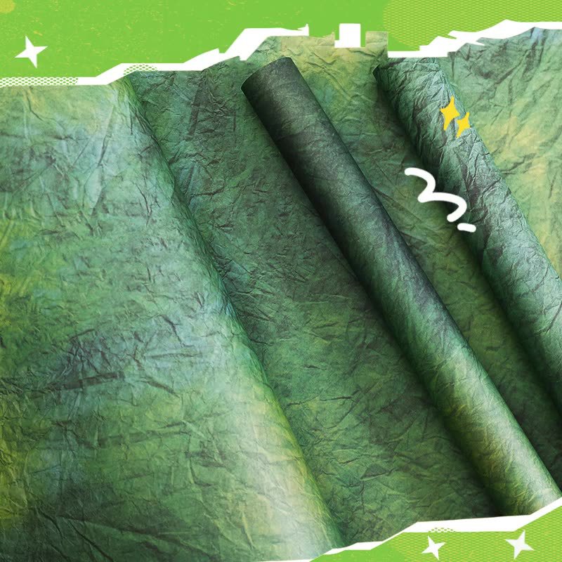 520新款小王子花束6月儿童节日皱黄恋绿水墨纸花店手打鲜花包装纸