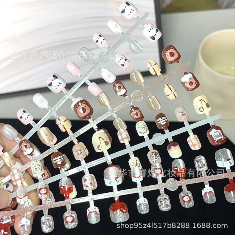 3-8 years old children's armor-wearing cute rabbit puppy strawberry cake princess direct nail-wearing removable