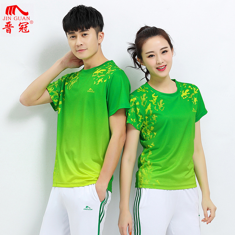 Golden Crown Summer Round Neck Quick-dry T-shirt Sportswear suit Women's Running Short-sleeved Square Dance Aerobics Group Clothing