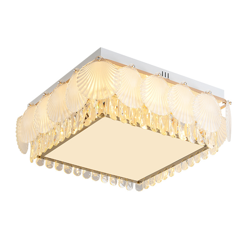 Luz de la sala de estar lujosa luz de cristal de techo minimalista moderno viento de crema rectangular pluma de vidrio sala de luz principal 413L