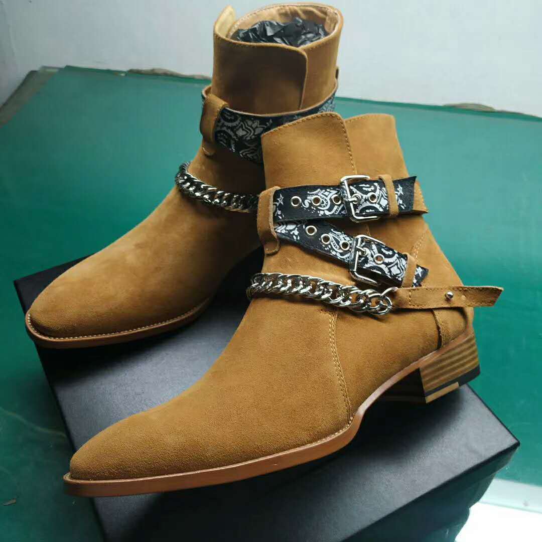 Men's Chelsea Boots High-Top Martin Boots Versatile Pointed Leather Shoes Men's Shoes Korean Style Trendy Men's Boots