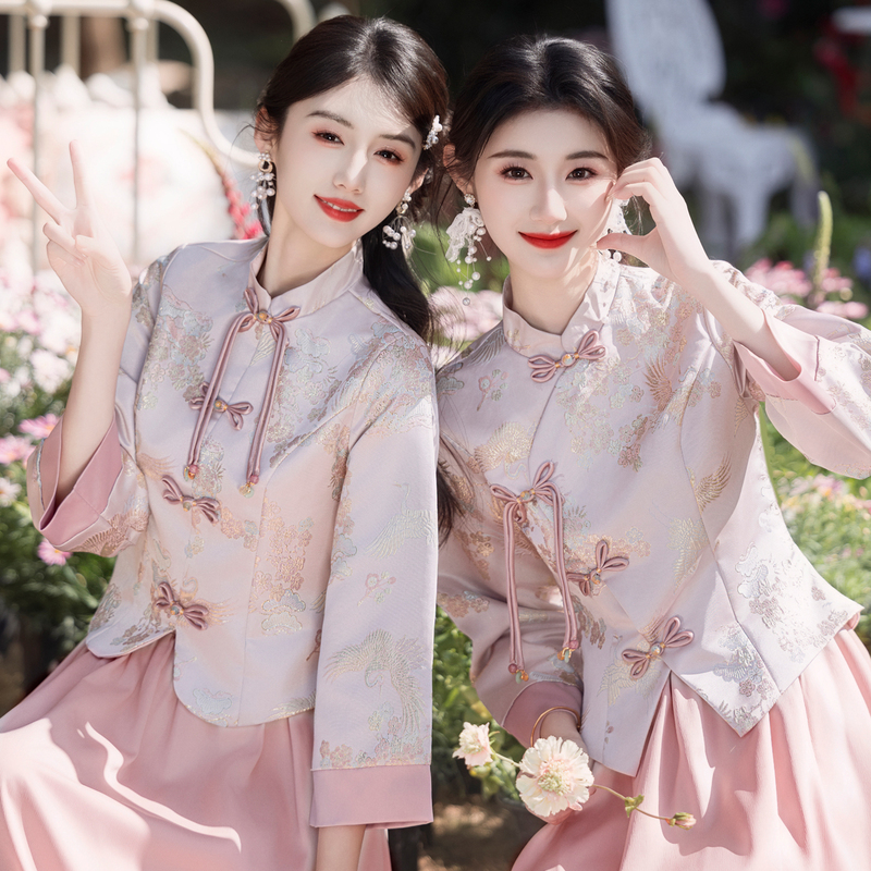 Bridesmaid Dress for Women, New Pink High-End Engagement Dress, Satin Chinese-Style Sister Group Qipao for Petite Sizes Bridesmaid Dress for Women, New Pink High-End Engagement Dress, Satin Chinese-Style Sister Group Qipao for Petite Sizes