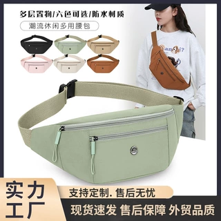新款简约尼龙胸包女日系大容量休闲斜挎包纯色百搭手提单肩包腰包